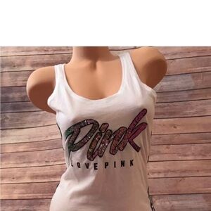 Victoria's Secret Pink Sequin Tank Top - White pls help me find major ISO’s!!🙏💜🩷